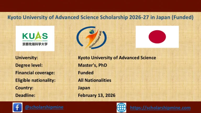 Kyoto University of Advanced Science Scholarship 2026-27 in Japan (Funded)