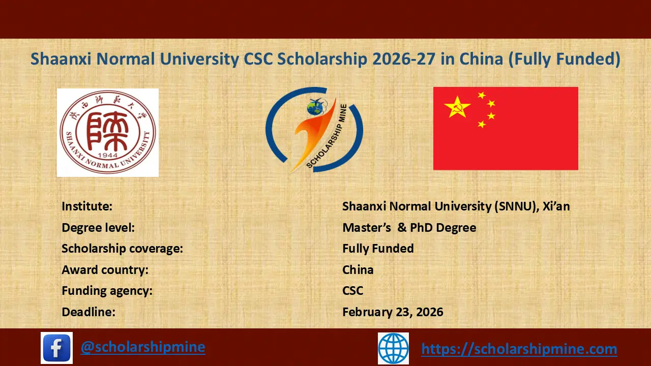 Read more about the article Shaanxi Normal University CSC Scholarship 2026-27 in China (Fully Funded)