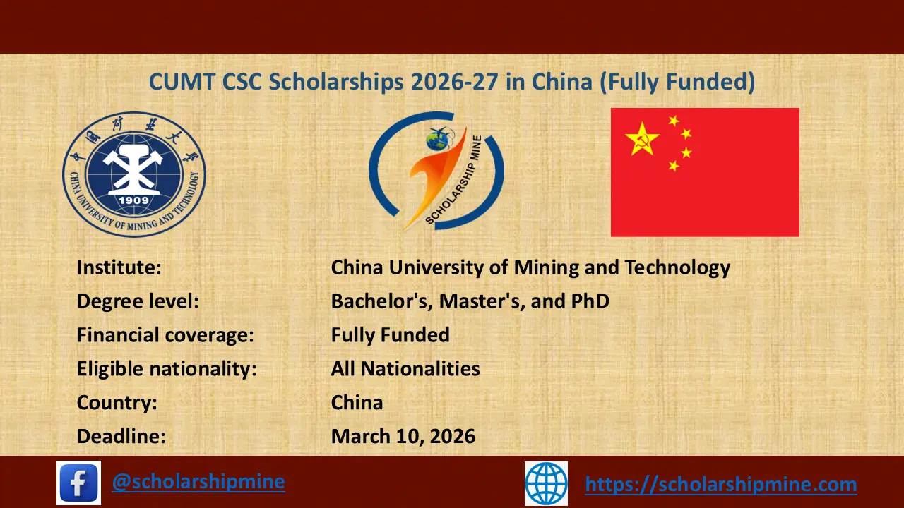 Read more about the article CUMT CSC Scholarships 2026-27 in China (Fully Funded)