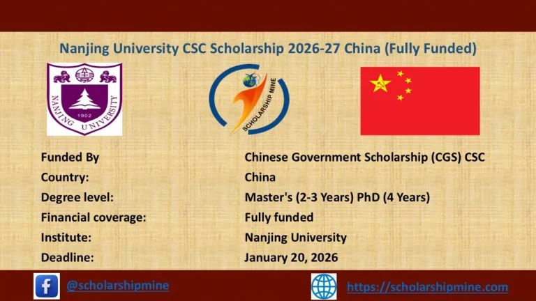 Nanjing University CSC Scholarship 2026-27 China (Fully Funded)