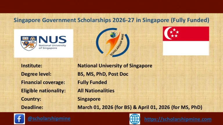 Singapore Government Scholarships 2026-27 in Singapore (Fully Funded)