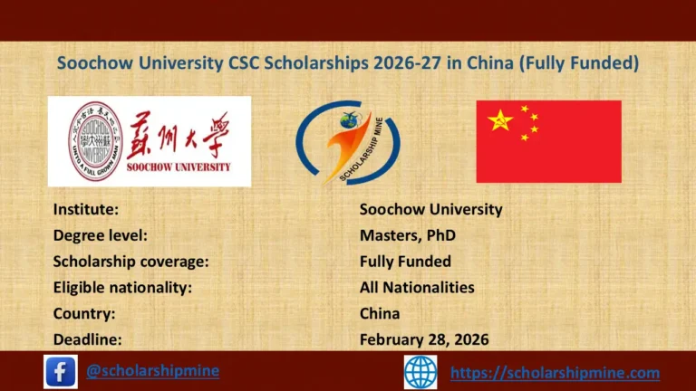 Soochow University CSC Scholarships 2026-27 in China (Fully Funded)