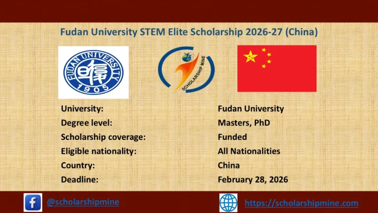 Fudan University STEM Elite Scholarship 2026-27 (China)