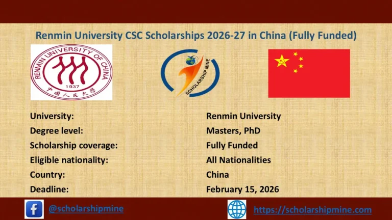Renmin University CSC Scholarships 2026-27 in China (Fully Funded)