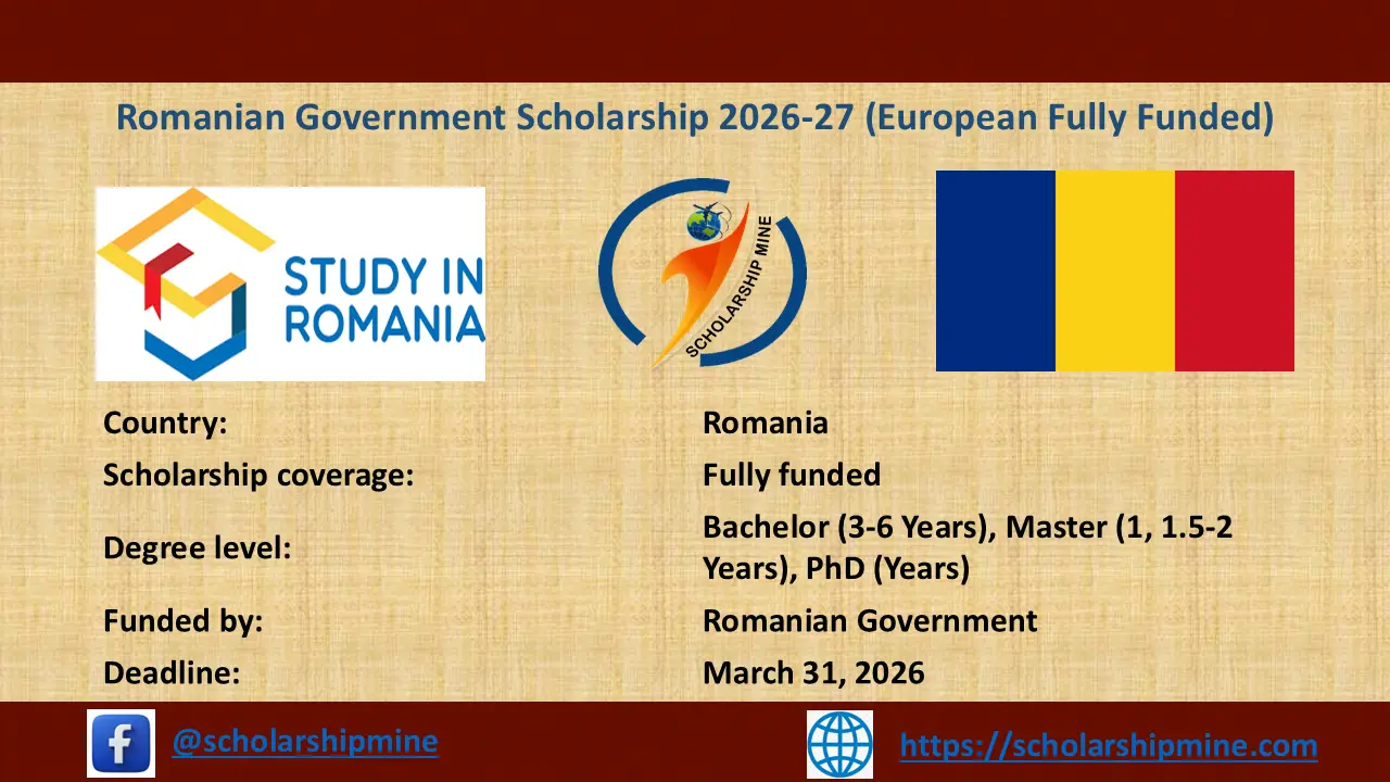 Read more about the article Romanian Government Scholarship 2026-27 (European Fully Funded)
