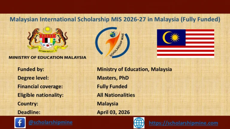 Malaysian International Scholarship MIS 2026-27 in Malaysia (Fully Funded)