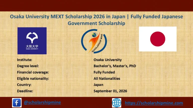 Osaka University MEXT Scholarship 2026 in Japan | Fully Funded Japanese Government Scholarship