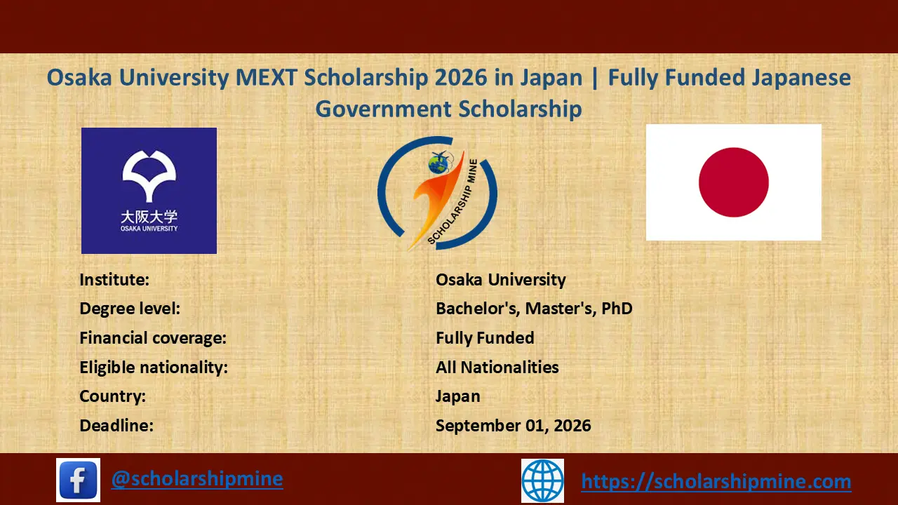 Read more about the article Osaka University MEXT Scholarship 2026 in Japan | Fully Funded Japanese Government Scholarship