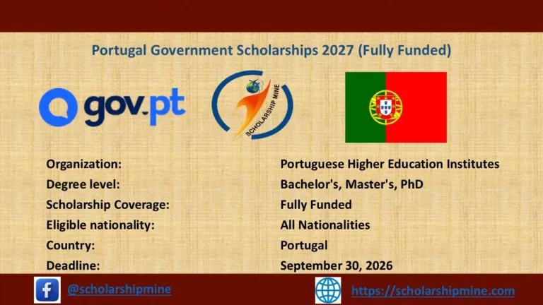 Portugal Government Scholarships 2027 (Fully Funded)